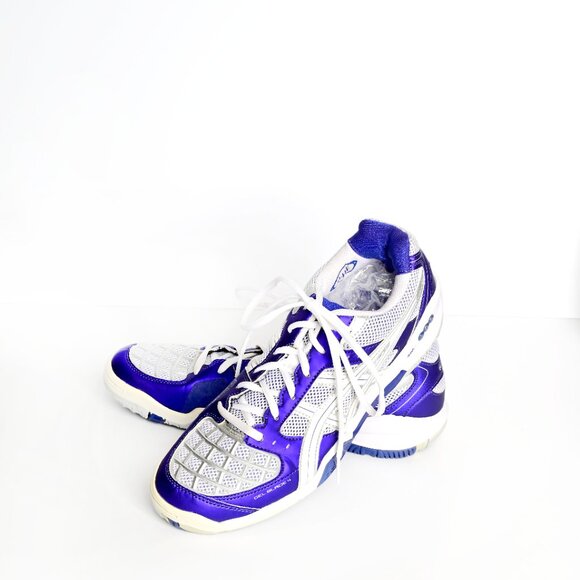 ASICS GEL BLADE 4 Indoor Sports Athletic Court Shoe Purple & White Size 9.5 - Picture 4 of 9